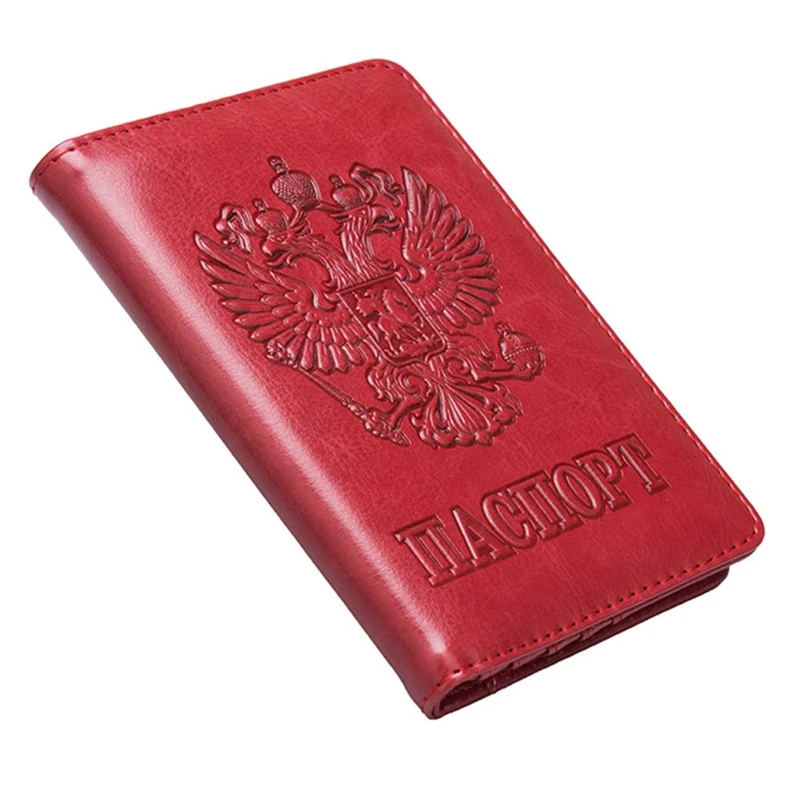 Leather RFID Blocking Passport Holder Wallet Cover Travel Document Organizer Case for Men Women with Credit Card