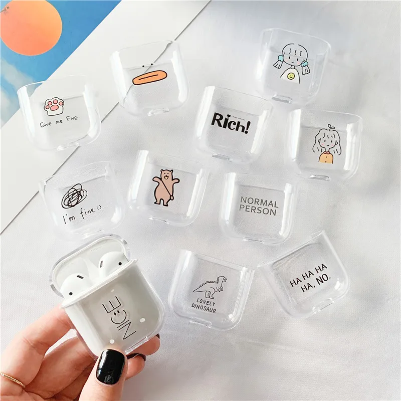 Мультяшный Прозрачный жесткий чехол для Apple AirPods беспроводных наушников защитный