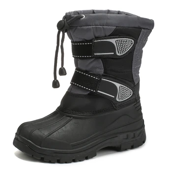 

Girls shoes Grey Boots 2019 new style Kids snow boot winter warm fur antiskid outsole plus size 24 to 39 boots free shipping hot
