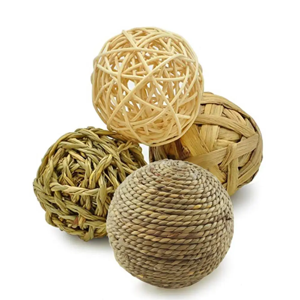 

New Parrot Bite Toy Set Rattan Ball Handmade Straw Corn Stems Grass Rabbit Small Animal Molar Toy Model Suit Dropshiping