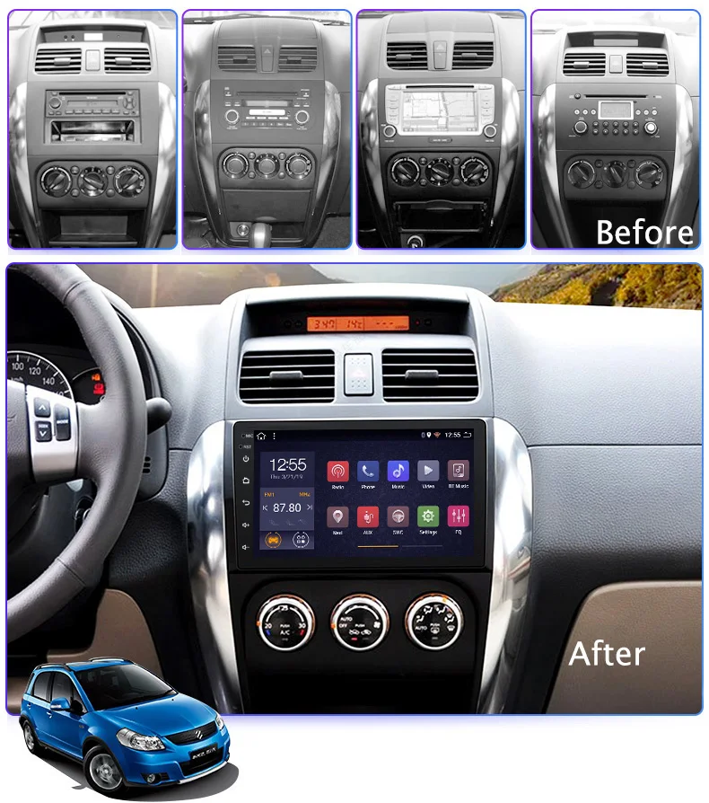 Perfect Android 9 gps For Suzuki SX4 2006 2007 2008 2009 2010 2011 2012 2Din Car Radio Tape Recorder Stereo WIFI RDS Car dvd Player 1