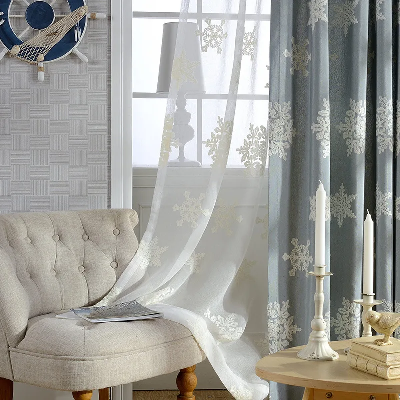 Modern Simple Cotton and Hemp Stereo Embroidered Curtain Doris American Village Curtains for Living Room and For Benroom