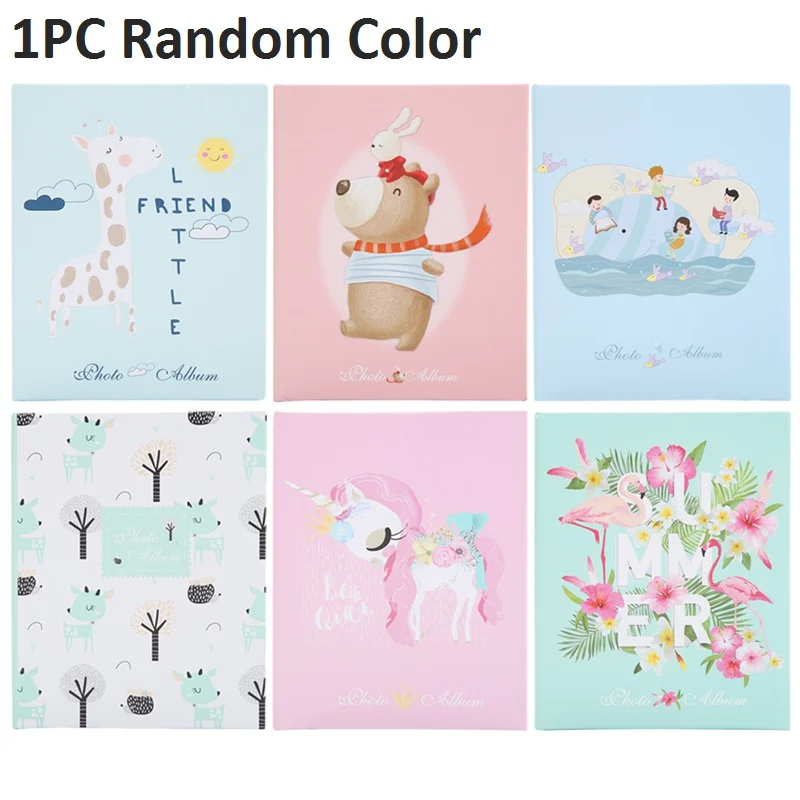 1PC A Random Color 6 дюймов Мини 100 листов фотоальбом с рисунками из мультфильмов DIY скрапбук мгновенная рамка для хранения фотографий домашний декор случайные цвета - Цвет: 1PC A Random Color