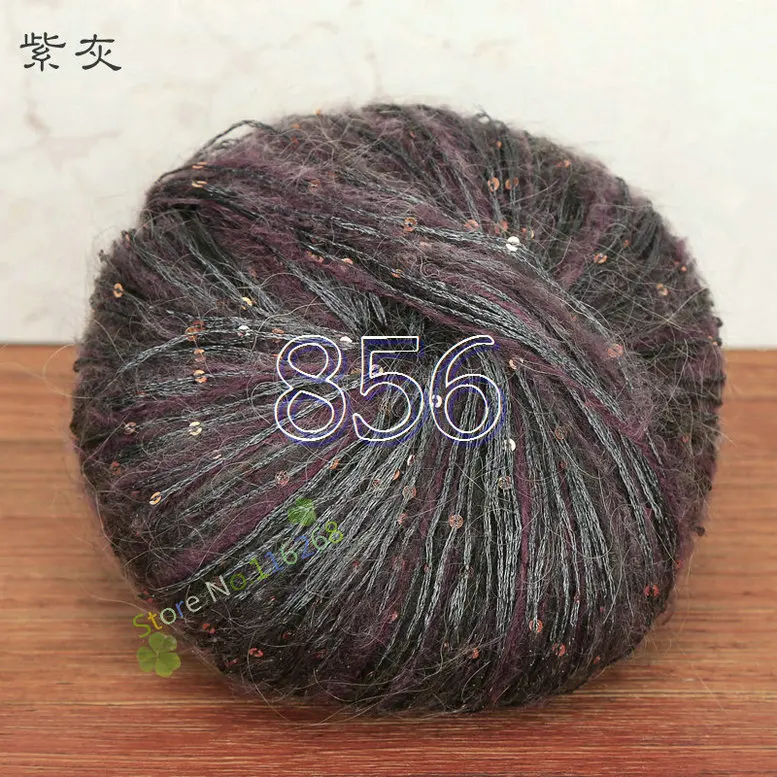 856 1 шар* 50 г блестка шерстяная большая пряжа для вязания крючком блесток массивная шерстяная пряжа для вязания ручных нитей мохер пряжа для вязания крючком Т4 - Цвет: 856