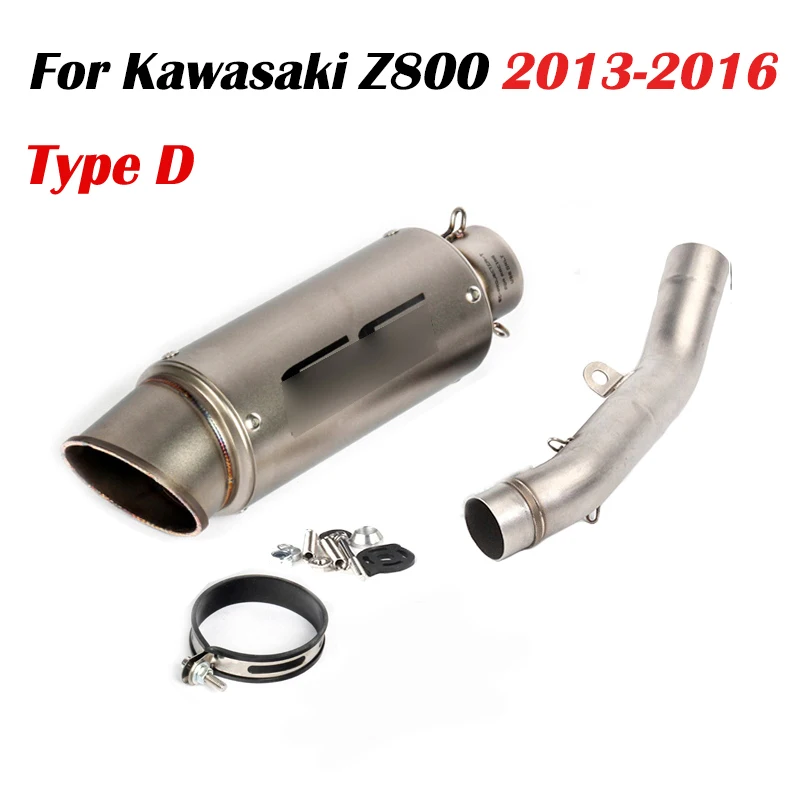 Выхлопная система для мотоцикла без шнуровки, глушитель для выхлопной трубы+ Модифицированная Соединительная труба для Z800 2013 - Цвет: D