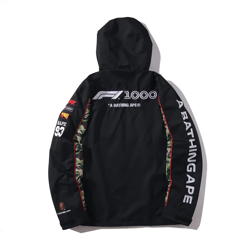 

Japanese-style Popular Brand F1 Equation Hooded-Embroidered Logo Men Autumn Raincoat Jacket Jacket