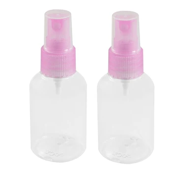 

2 Pcs Travel Reusable Pink Clear Plastic Empty Spray Bottle 50ml