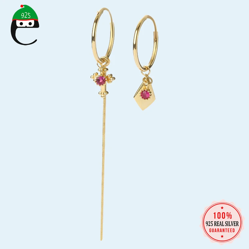 

Elegant Cool Hoop Earrings 925 Sterling Silver Tassel Hoop Earring Sweet For Women Lady Sterling Silver Jewelry Gift DS1699