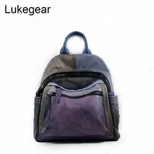 Lukegear натуральный кожаный рюкзак женский подлинный материал Рюкзак Винтажный Панк Рюкзак Винтажный прочный