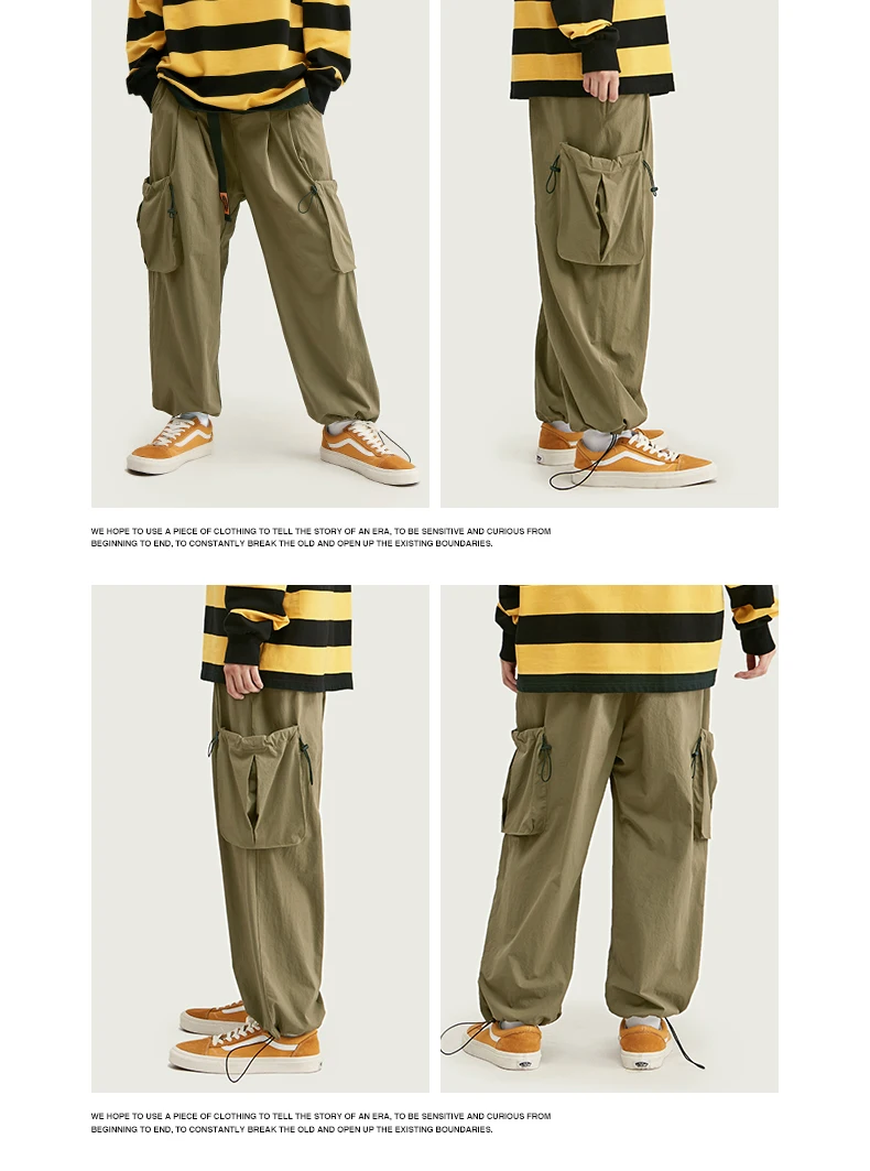 INFLATION уличная одежда, одноцветные бегуны с боковыми карманами, мужские хип-хоп повседневные штаны с кулиской, ветрозащитные брюки, мужские 93448W