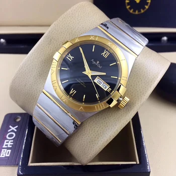 

Classic New Men Silver Black White Automatic Mechanical Stainless Steel Sapphire Watches Yellow Gold Rose Rome Glass Back