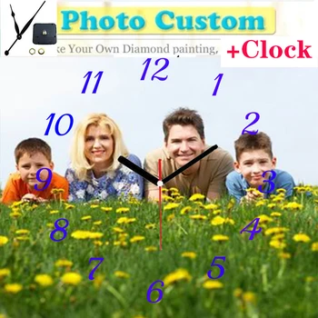 

2019 DIY 5D Diamond Painting Full Square/ Round Photo Custom Clock 5D Custom Private Personal Customization Clocks Cross Stitch