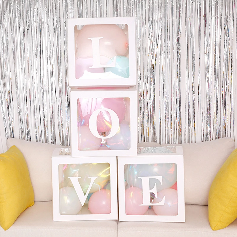 4 шт./компл. 30x30 см, сделай сам, прозрачный шар коробка и надписью «LOVE» для детей Одежда для свадьбы, дня рождения Декор