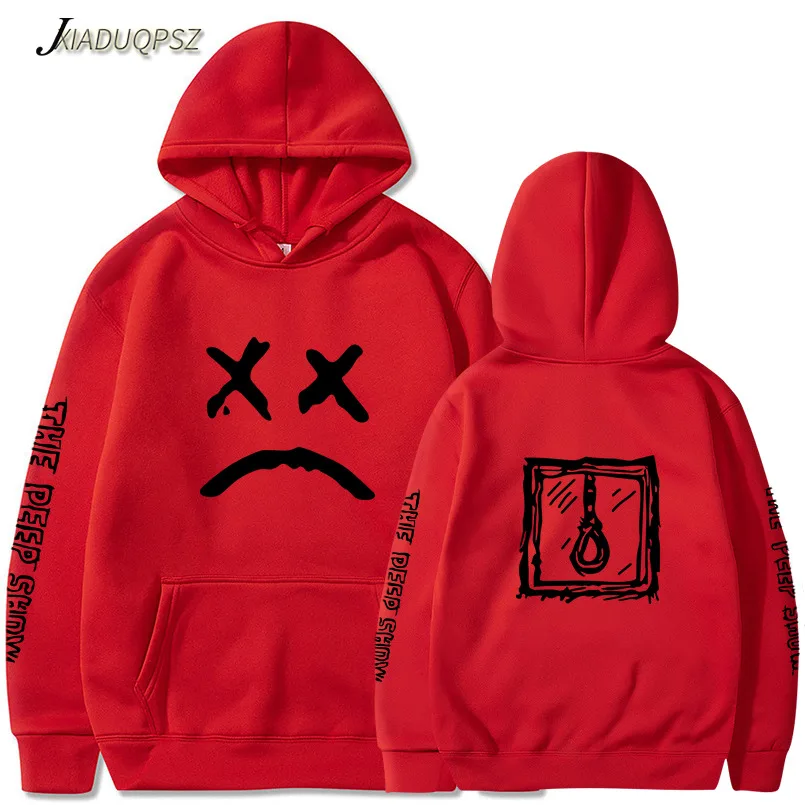Lil peep забавные толстовки lil открытые толстовки с принтом плюс размеры для мужчин повседневные флисовые уличные толстовки плач baby lil peep - Цвет: WY151-152 Red