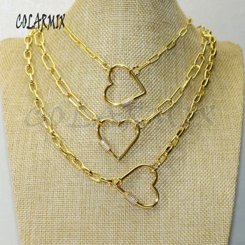 

Gold Heart clasp Gold clasp metal buckle pendant necklace Gold Color jewelry Chain necklace Handmade jewerly 50593