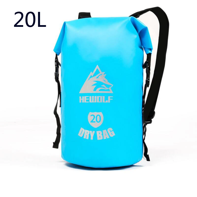 20L SKY BLUE Водонепроницаемые сумки Сверхлегкий плавательный сухой мешок пляж Дрифтинг открытый рюкзак рафтинг дорожные сумки 5L 15L 20L 30L - Цвет: 20L SKY BLUE