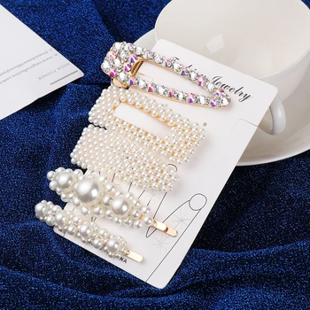 

1 Set Pearl Flower Hair Clips Hair Barrette Hairpins Snap Metal Barrettes Rhinestones Handmade Wedding Styling Hair Accessories