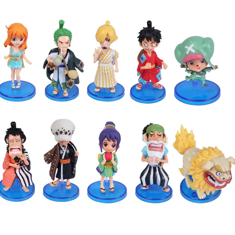 

2021new 11 шт./компл. one piece фигурка героя с принтом "Манки Д лаффи, с изображениями героев мультфильмов, модная одежда Зоро Нами и Чоппер Рисунок версии дети модель игрушки коллекция