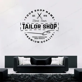 

Tailor Shop Custom personalized vinyl wall sticker Sewing Studio decor window decal removable art mural HJ337