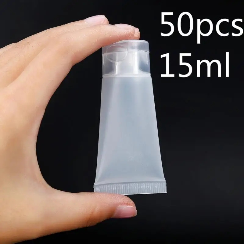 Free Shipping 50pcs 15ml Empty Portable Travel Tubes Plastic Bottles Cosmetic Cream Lotion Containers Bottle Travel Portable 100pcs plastic shipping envelope flamingo printed courier bag self sealing adhesive mailing bags waterproof gift pouches 5 sizes
