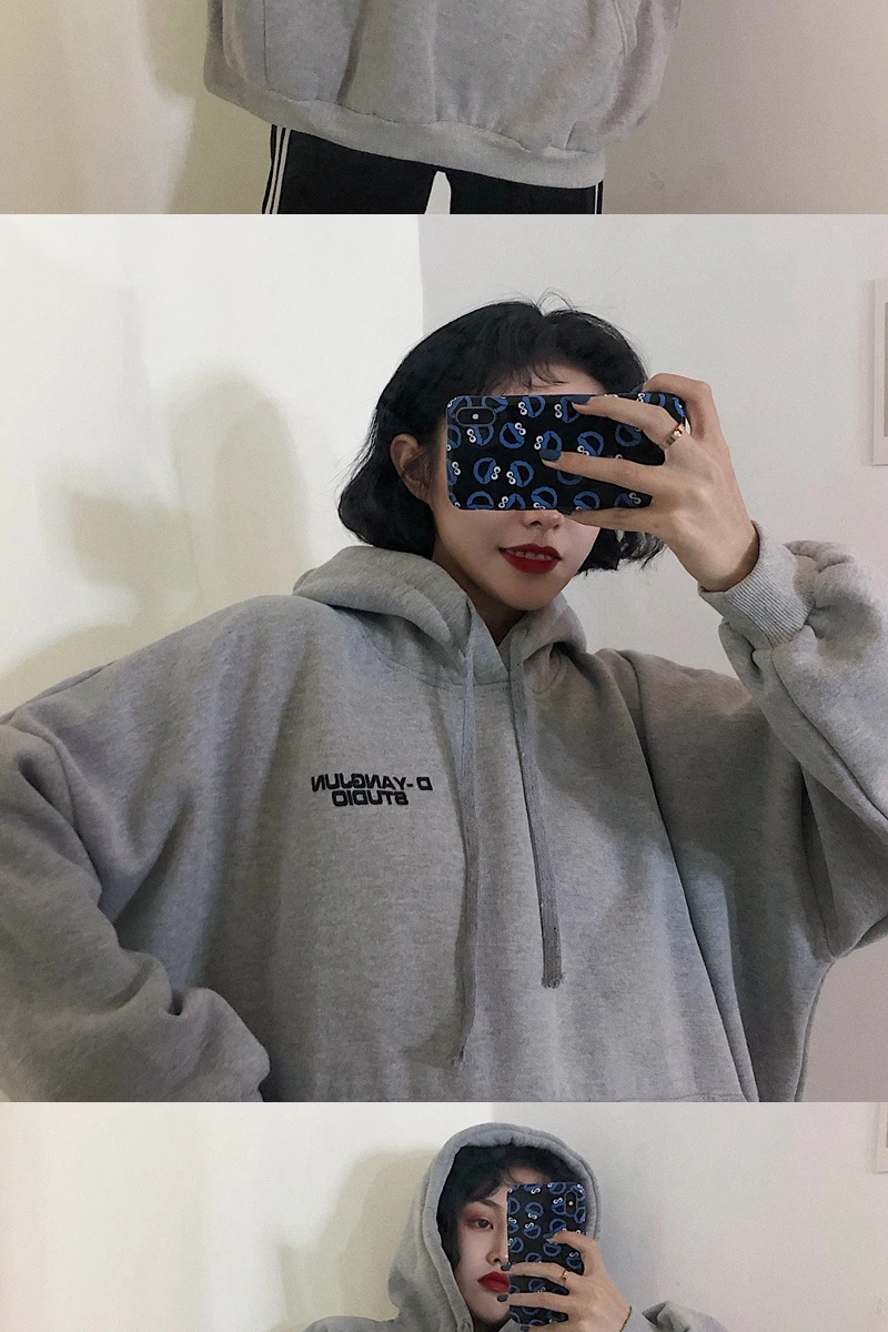 Модная женская толстовка, осенняя одежда в Корейском стиле Ulzzang Harajuku, уличная флисовая толстовка с капюшоном, Женская толстовка, топы