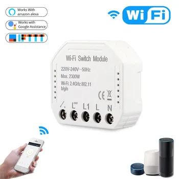 

Hot 2300W WiFi Smart Light Switch Wireless Universal Breaker Smart Home Automation Module For Alexa For Google Home 1/2 Way