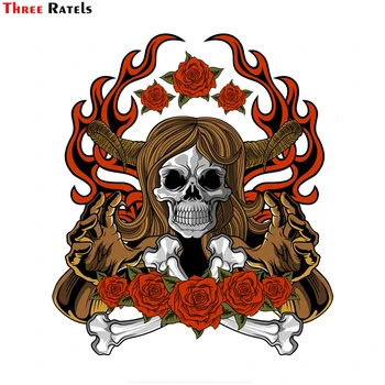 

Three Ratels FTC-899 Cartoon Skull Decal PVC Motorcycle Car Stickers to DIY Guitar Motorcycle Laptop Luggage