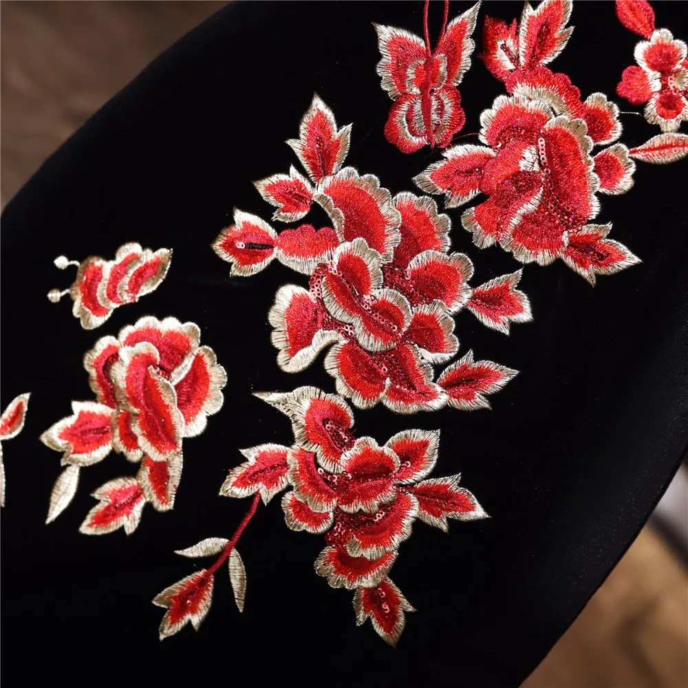 Шанхай история бархат Cheongsam китайское платье вышивка Qipao длинное
