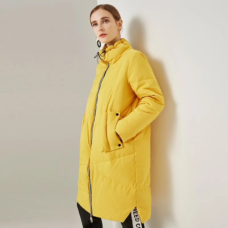 New fashion fluffy warm hooded oversize real down parkas coat female winter bread style longer stars warm thick jacket F318
