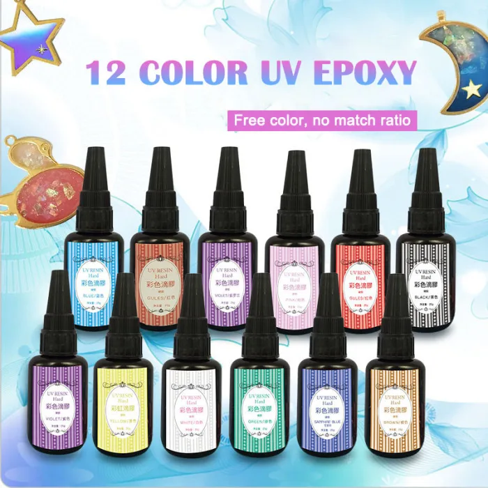 12 Color DIY Crystal UV Epoxy Color UV Curing Adhesive Quick-drying Glue XH8Z