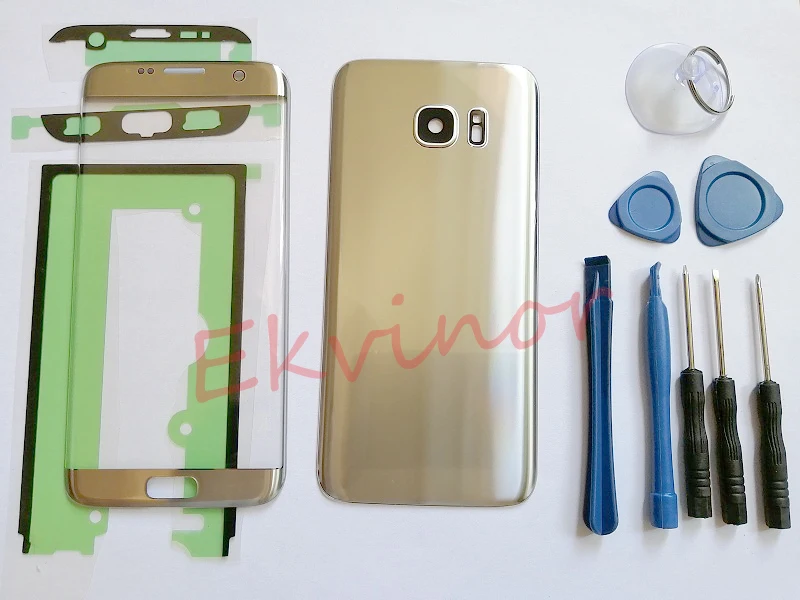 For Samsung Galaxy S7 G930 S7 edge G935 Front Touch Panel Outer Lens+ Rear Battery Door Back Glass Housing Cover+Free tool