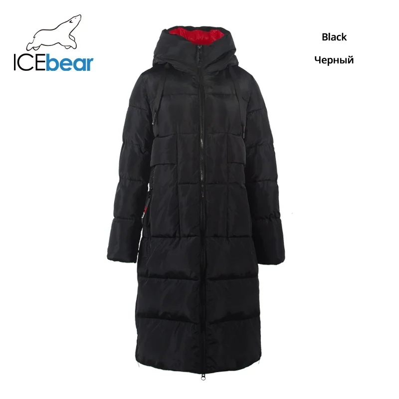 G901 ICEbear новая зимняя Для женщин куртка высокое качество длинное осенне-зимнее двубортное пальто с капюшоном парки стильные Для женщин брендовая одежда GWD19507I - Цвет: G901