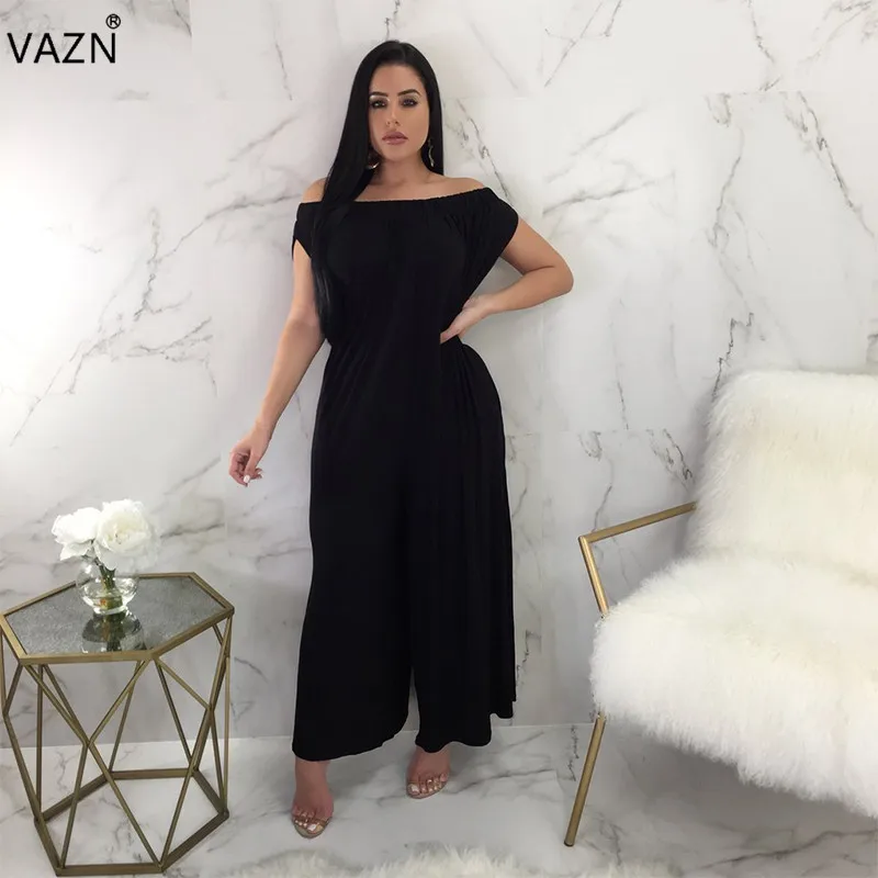 VAZN, повседневный дизайн,, женские обычные комбинезоны, однотонный, с вырезом лодочкой, удобный с коротким рукавом, Свободный комбинезон с разрезом, 2036