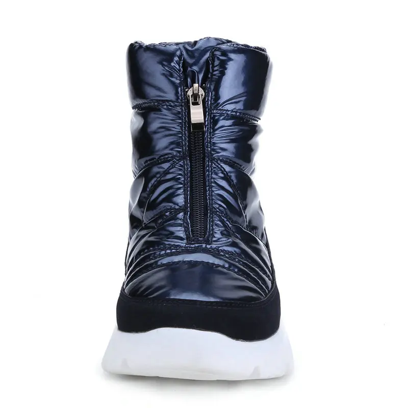 Winter Women boots navy snowboot short shoe warm 50% natural wool water-resistance upper non-slip zip quality product