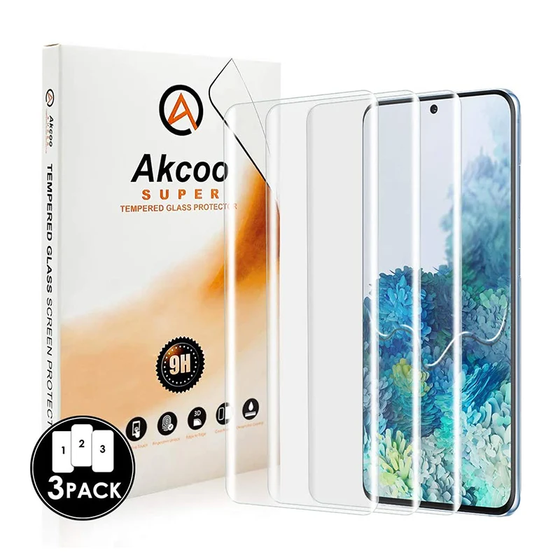 3pieces 3D Curved Tempered Glass for Samsung Galaxy S20 UV Screen Protector Touch Sensitive Case Friendly Fingerprint Unlock