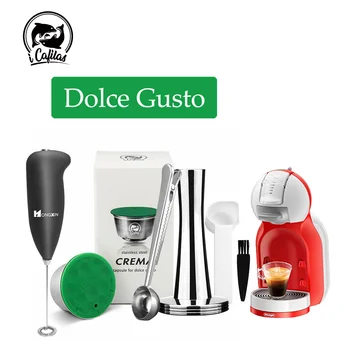 

iCafilas for Nescafe Dolce Gusto Reusable Coffee Capsule Stainless Steel & Plastic Coffee Filter Pod Cup Mini Cafeteira Machine