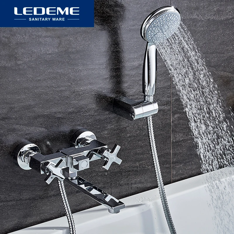 

LEDEME 1 Set Classic Bathtub Faucets Single Handle Brass Bath Faucet Mixer Tap Shower Head Kit Bathtub Shower Faucet Sets L3184
