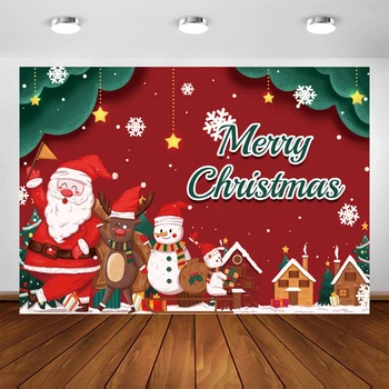 

Yeele Merry Christmas Santa Claus Photo Background Photophone Snowman Snowflak Photography Backdrops for Decor Customized Size