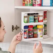 Multi-Function Rotating Storage Rack Multifunction Daily Storage Rotating Shelf Kitchen Cabinet Spice Holder Storage Rack Shelf