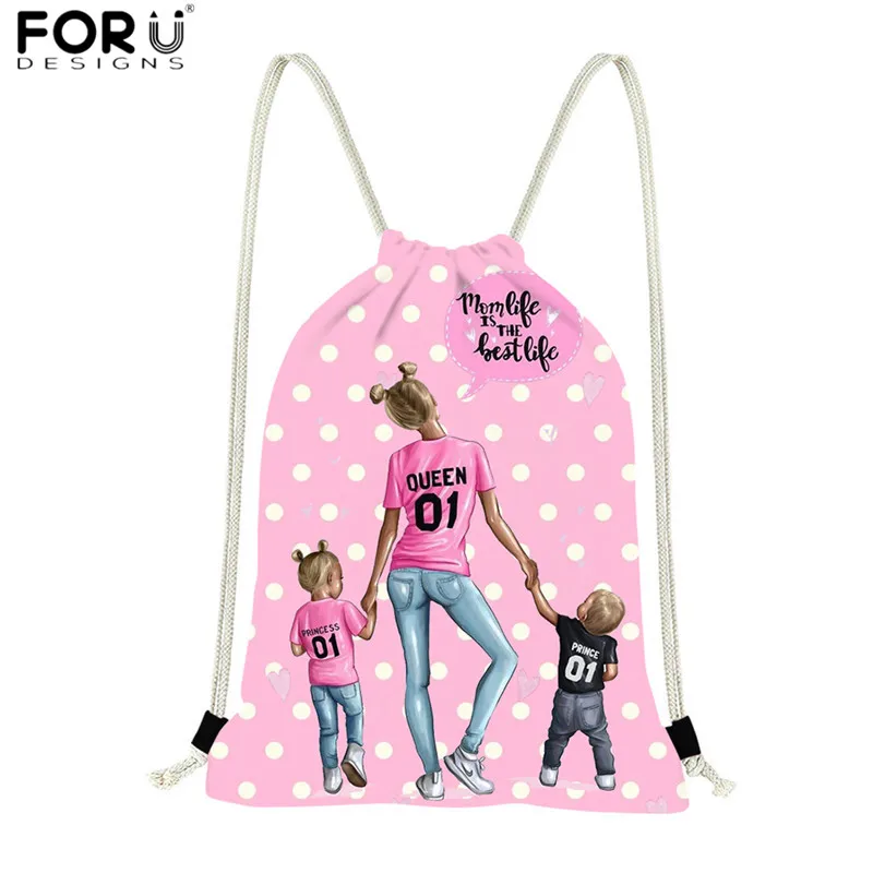 FORUDESIGNS/симпатичное, на шнурке рюкзаки для детей I Love Mama супер для мам и дочек, полиэстер строка мешок сумки для Для женщин для ежедневных покупок сумка для путешествий - Цвет: HMA172Z3
