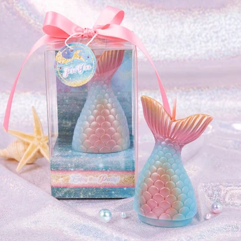 

Mermaid Tail Shaped Candle In Gift Box Wedding Party Favor Guest Gift Present Charming Cake Topper Decoration