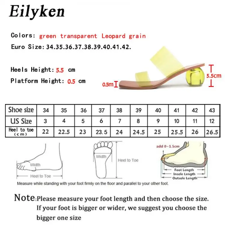 Eilyken Ball Heel Design Women Slippers Fashion Leopard Square Toe PVC Mules