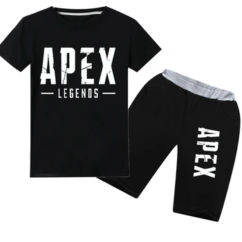 

Summer children cartoon apex legends game boys and girls cotton short-sleeved T-shirt + shorts sports suit thanksgiving outfits