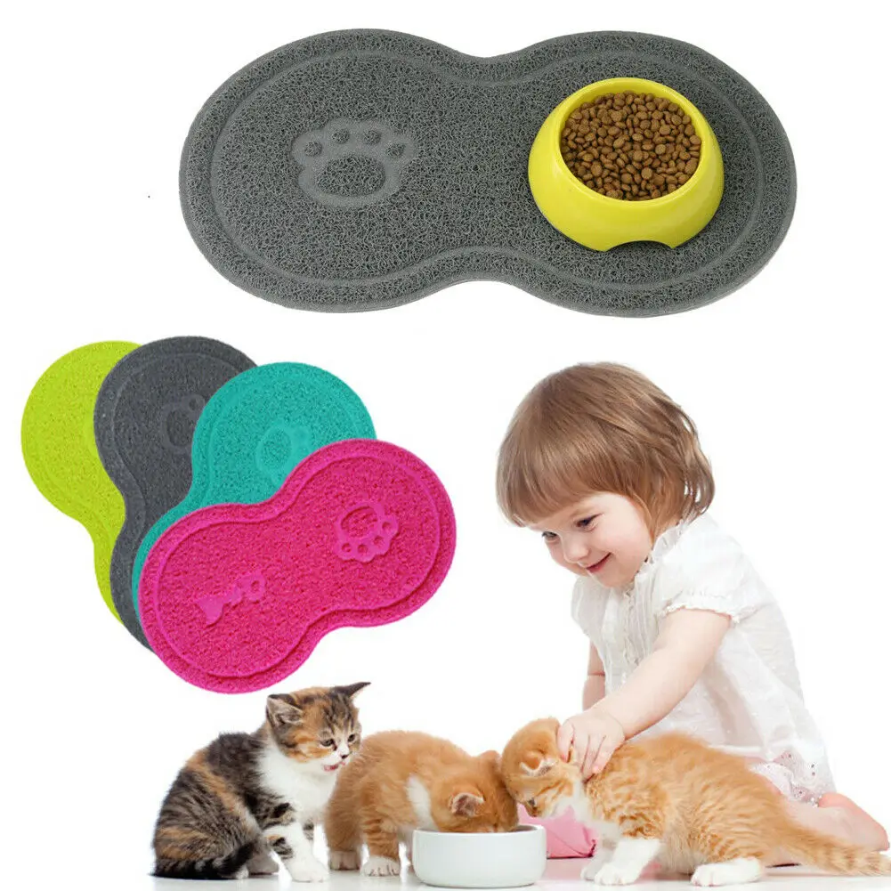 Pet Dog Cat Litter Mat Feeding Puppy Kitty Dish Bowl Placemat Tray Tidy Easy Cleaning | Дом и сад