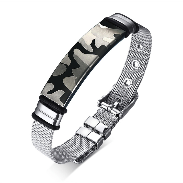 BRACELET FOR MEN WOMEN SILVER STAINLESS STEEL METAL ADJUSTABLE ENGRAVABLE UNISEX BRACELETS