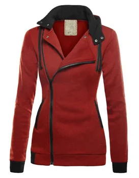 

punk fashion spring sweatshirt womens fleece thick zipper solid casual turtleneck long sleeve female hoodies jacket clothing XL