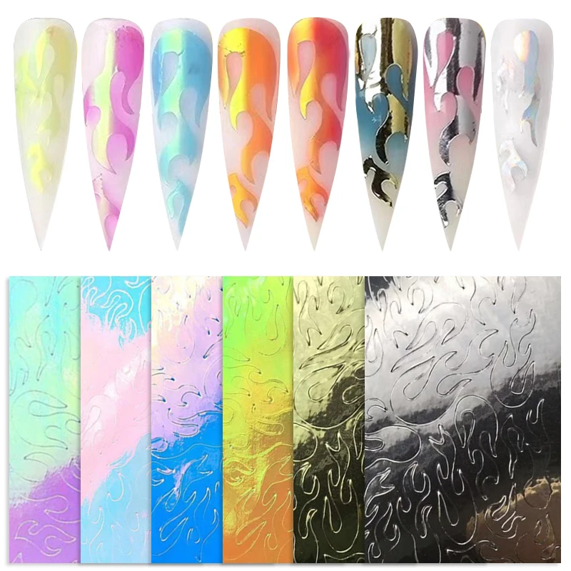 

16 Patterns/Sheet Holographic Hollow Nail Vinyls Mixed Patterns Nail Transfer Decals Stickers for Nail Art Beauty Design