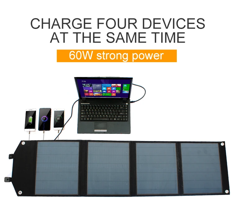 WARMSPACE 60 Вт/DC 18 В/USB 5 В складная солнечная панель водонепроницаемый портативный солнечный зарядное устройство для телефона power bank ноутбука планшета ПК