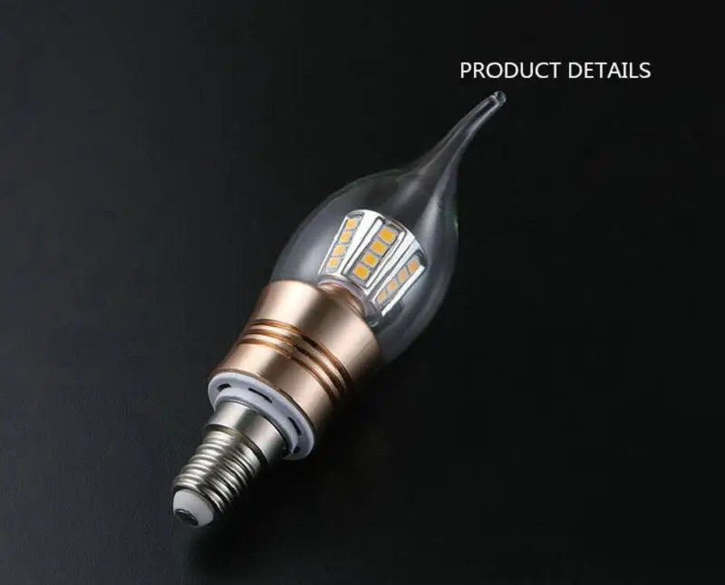 4 Вт 6 Вт E12 E14 Светодиодная лампа накаливания Стекло COB Чипсы лампы AC110V 220 В Ретро Эдисон свечи для люстра Свет Освещение затемнения