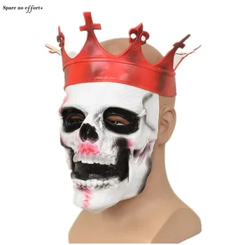 

White Skull Mask Halloween Mask New Latex Cover Crown Skull Mask Unisex Halloween Latex Full Mask Bar Party Celebration